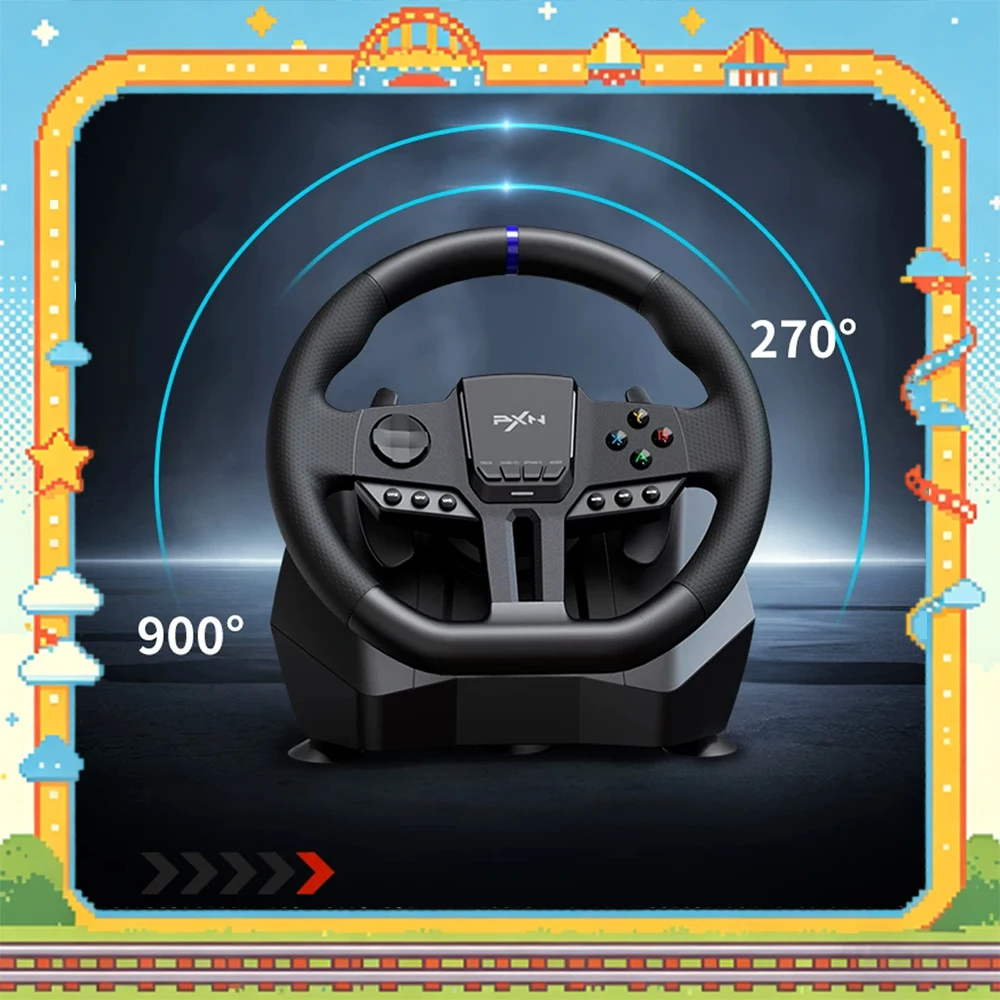 PXN V900 GEN2 Gaming Steering Wheel Driving Racing Simulator 270°/900° Rotation For PC Switch PS3 PS4 Xbox One,Xbox Series X/S