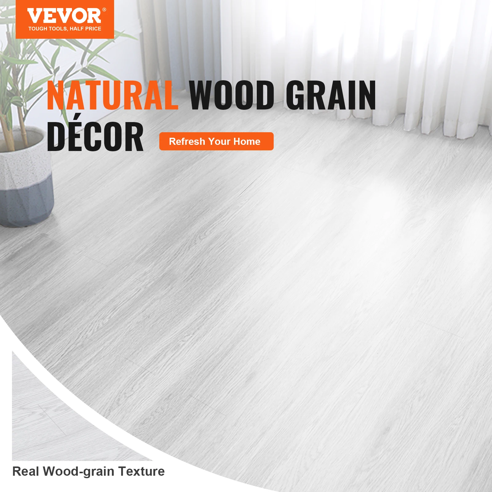 VEVOR Self Adhesive Vinyl Floor Tiles 1.5mm Thick Peel & Stick Light Wood Grain DIY Flooring for Kitchen  Dining Room Bedroom