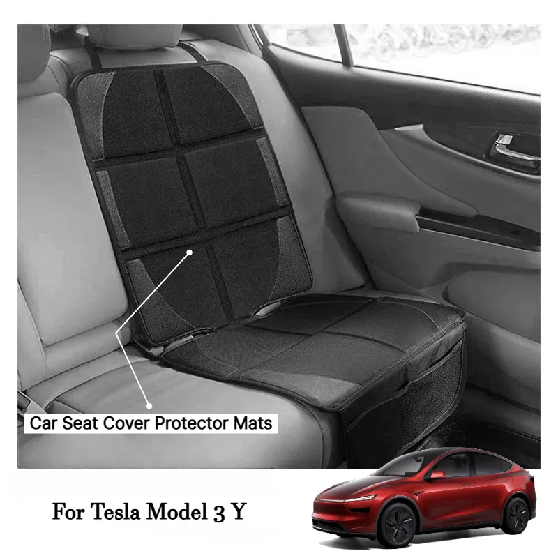 Oxford PU Leather Car Seat Cover Protector Mats For Tesla Model 3 Y Juniper 2026 Child Baby Seat Cushion Protective Accessories