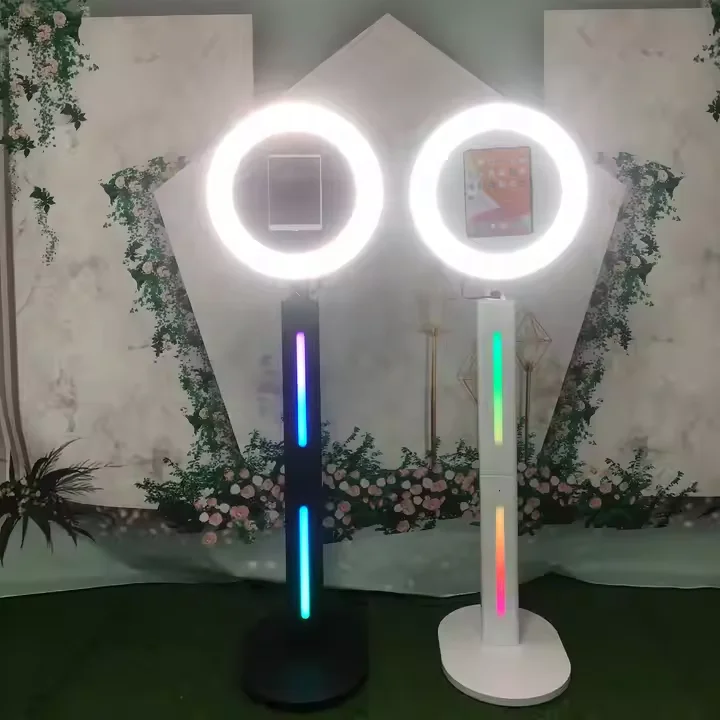 

RGB Light Emitting Diode Ring Light Rotary Photo Booth Case Wedding Party Selfie iPad 10.2/10 9/11/12 9/13 inch iPad Photo Booth