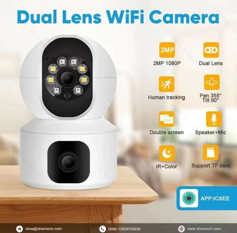 

4MP Yoosee/V380/iCsee APP Dual Lens Full Color Wireless PTZ IP Dome Camera AI Humanoid Detection Home Security CCTV Monitor