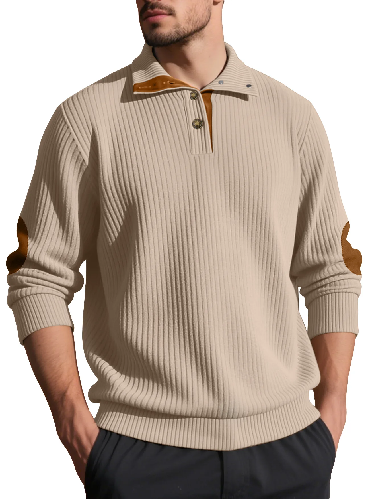Men Embroidered Button Jacquard Long Sleeve Hoodie, New Fashion Street Casual Sports Sweatshirt Daily Commute Wear