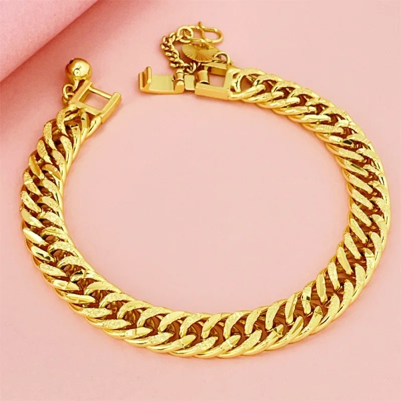 

925 Sterling Silver Bracelet 9MM Matte Side Double Buckle Bracelet Ladies Stylish Simple Birthday Party Anniversary Jewelry Gift