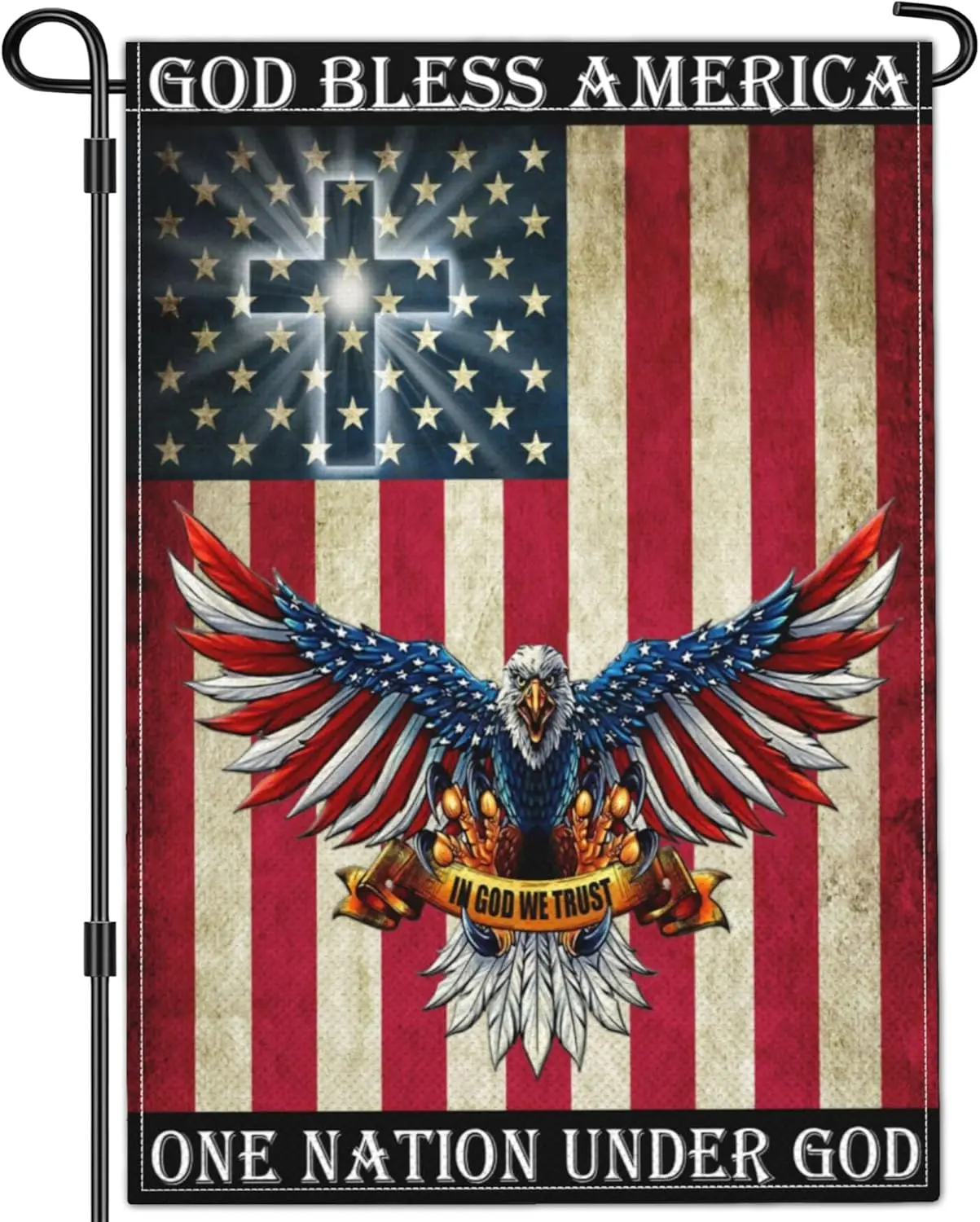 One Nation Under God Jesus Flag Patriotic God Bless America Flag Christian 4th of July Memorial Day American Eagle Garden Fl zzo