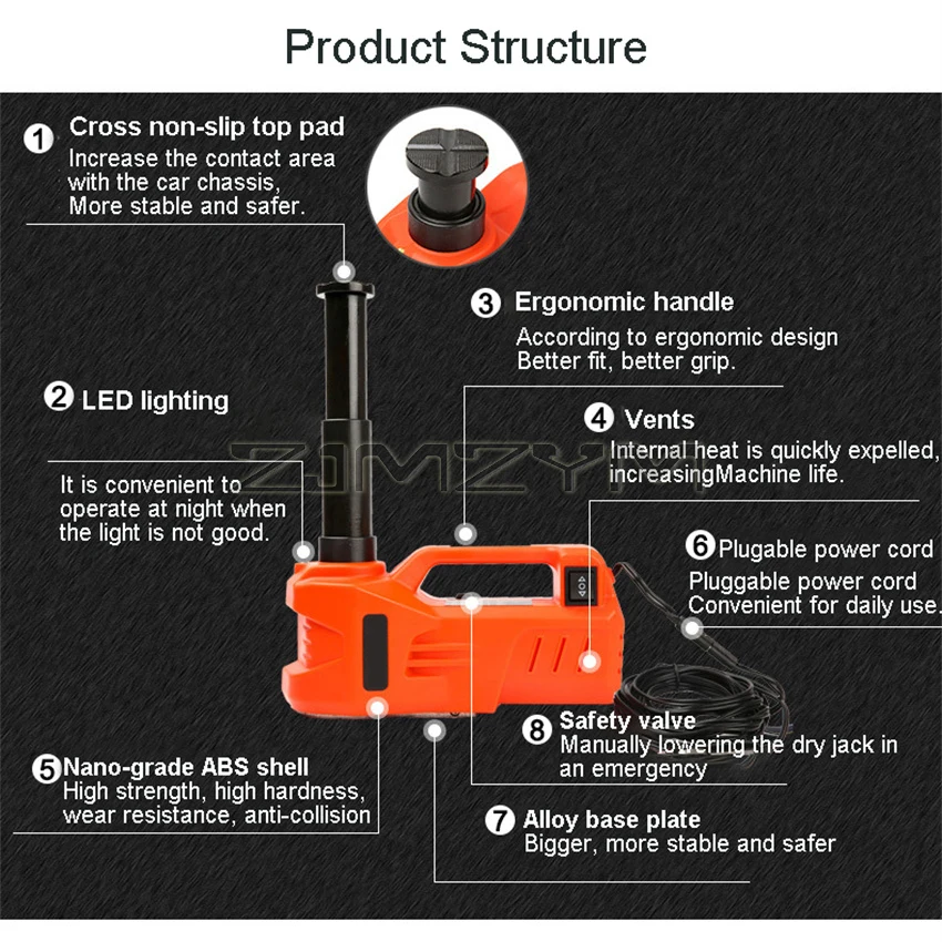 Gato de aire hidráulico para coche, elevador de neumáticos eléctrico, 12V, 3 toneladas, 5 toneladas, 150W, potencia nominal 13A, corriente máxima