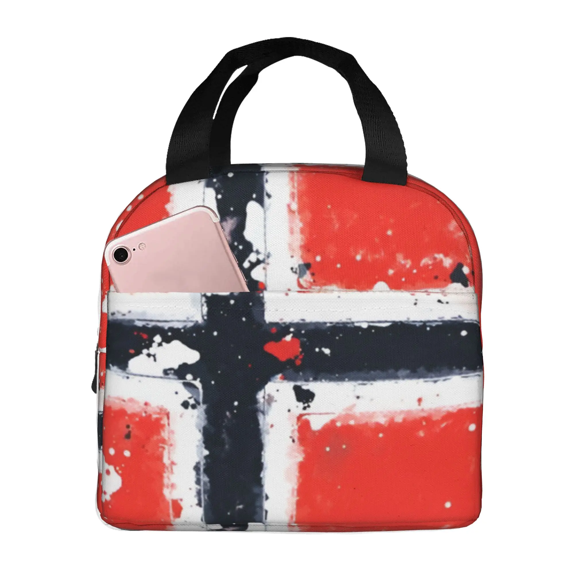 Norway Flag Thermal Insulated Lunch Bags Women Vintage Design Resuable Lunch Tote for School  Storage Food Box