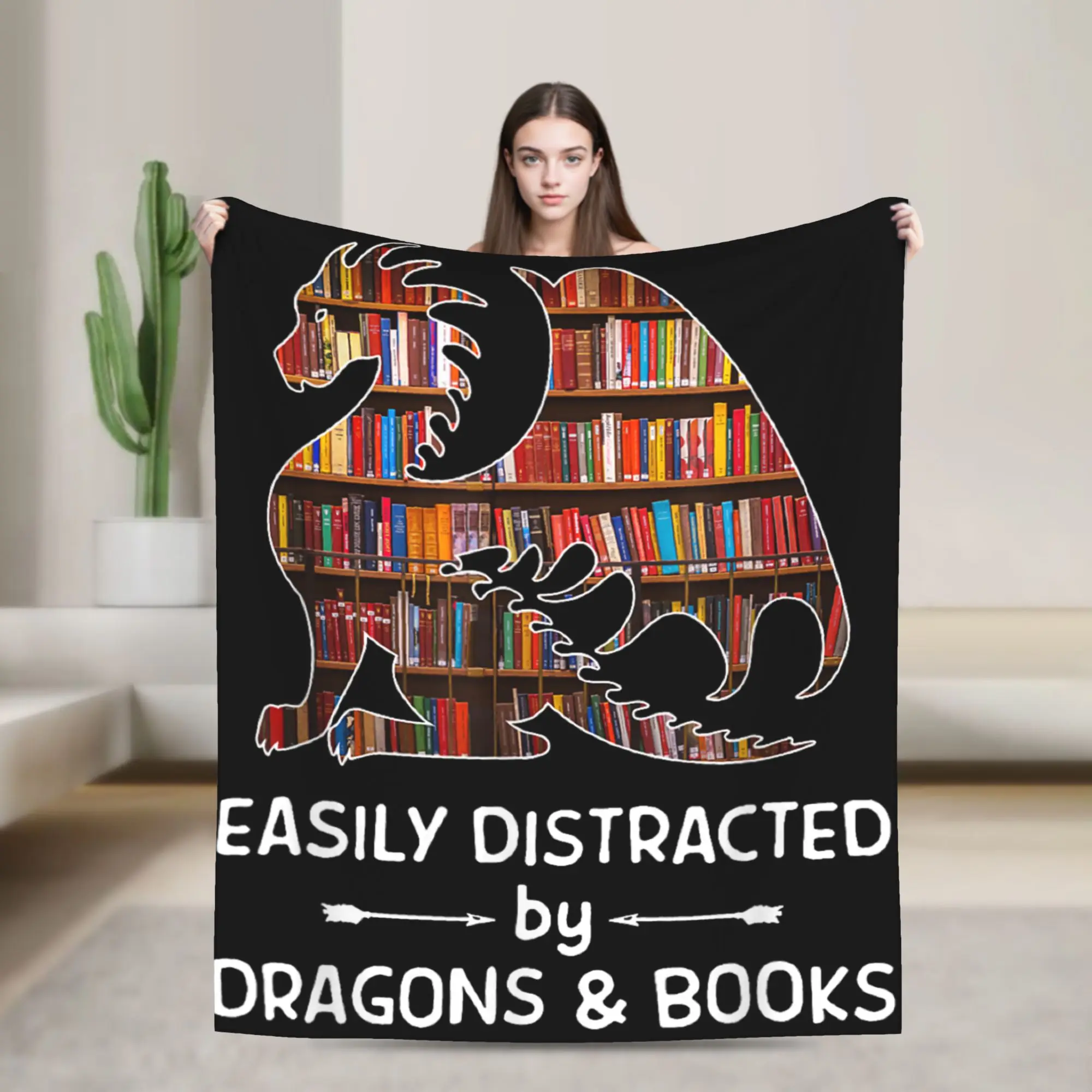 Warm Soft Blanket Wings of Fire Throw Blanket Easily distracted by Dragon and Books nerds Flannel Bedspread For Sofa Bed Cover