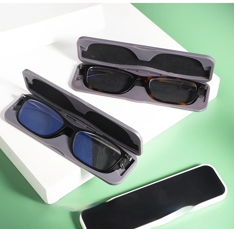 BOYSEEN Herren-Lesebrille mit blauem Lichtschutz, tragbare Taschenbrille mit ultradünner Box, 14 x 4 x 0,8 cm, Hyperopiebrille – Detail 6