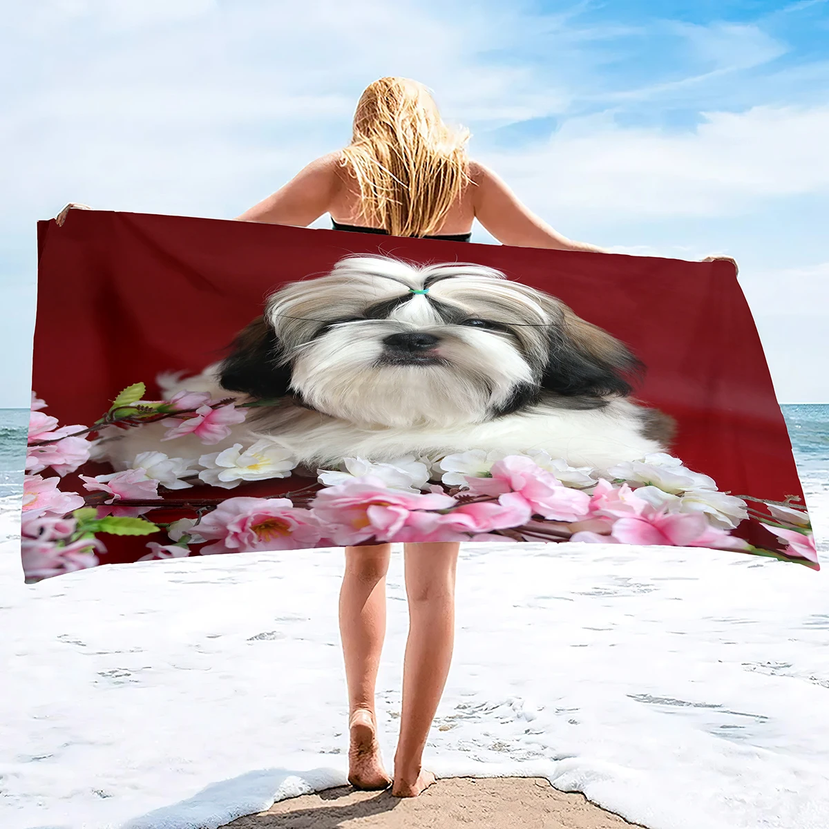 Shih Tzu Dog Beach Towel Soft Highly Absorbent Extra Large Personalized Pet Shih Tzu Towel Oversized Custom Travel Pool Towels