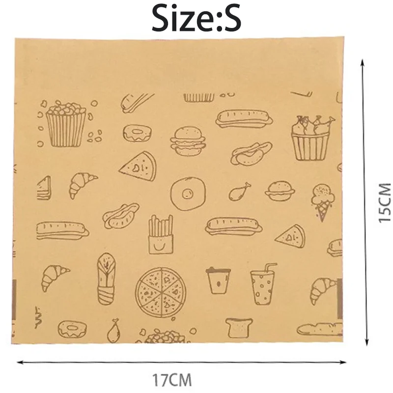 50-100 Stück Fettdichte Papiertüten Einweg-Verpackung Backpapier Dessert Sandwich Burger Verpackungstüten Küchenzubehör Neu – Detail 4