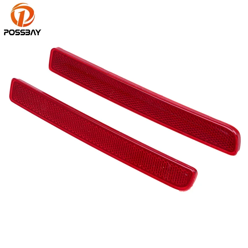 POSSBAY Car Rear Bumper Reflecrtor Red Tail Strip Lights Stickers for Land Rover Discovery 4 2009-2016 Warning Reflective Strips