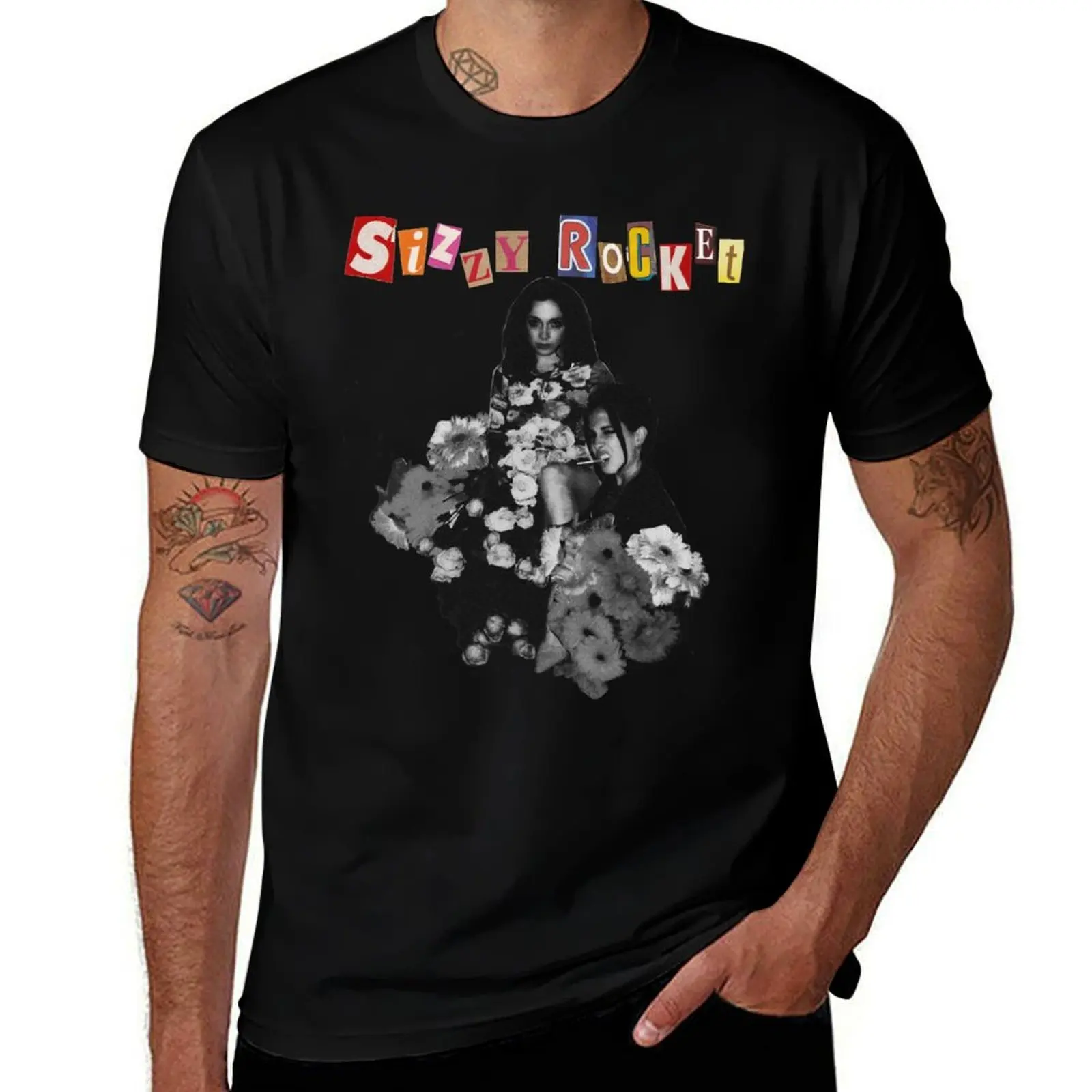 Sizzy Rocket With Flowers T-Shirt Comfort Stretch Tee Shirt