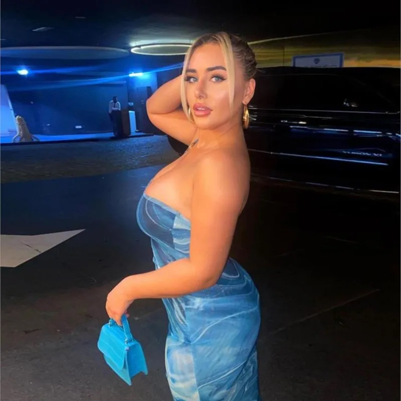 Summer Dress Women Tie Dye Midi Club Outfits One Shoulder Strap Party Sexy Bodycon Dresses