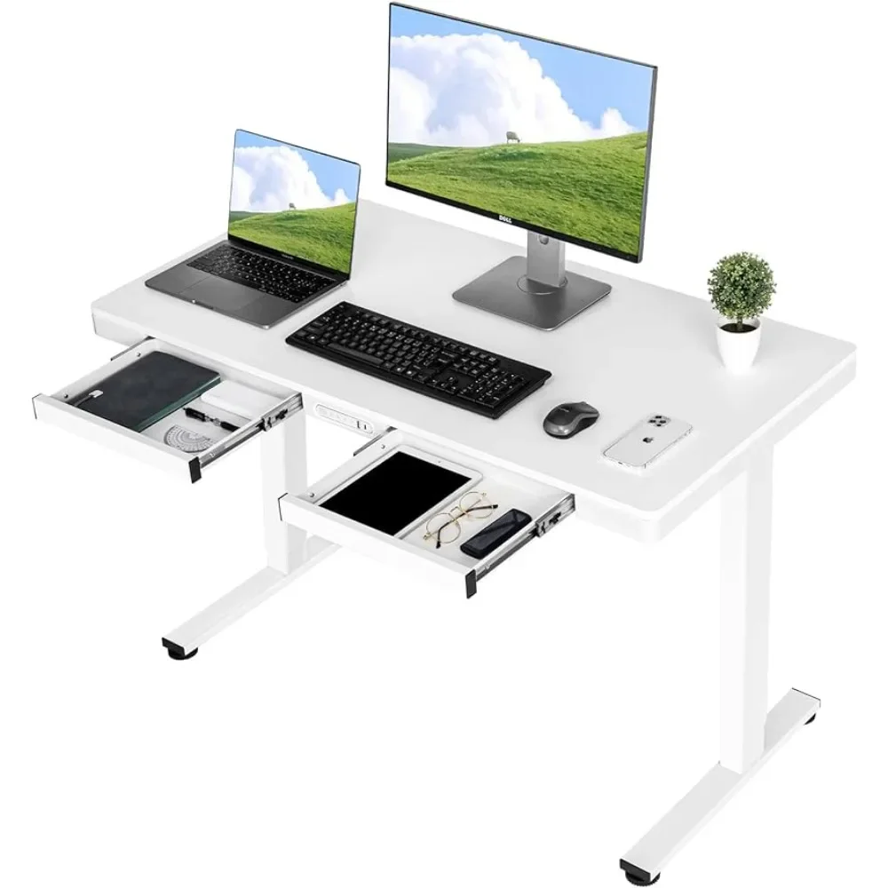 

Electric Adjustable Standing Desk,47.2"x23.6" Whole-Piece Quick Install Computer Laptop Table for Home and Office (White, 47.2")