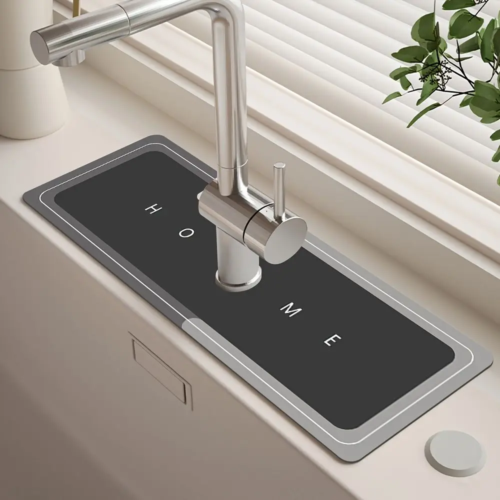 VIKAMA 1-Piece Geometric Pattern Faucet Water Absorption Mat For Anti-Slip Kitchen And Bathroom Sink Water Splash Guard Pad