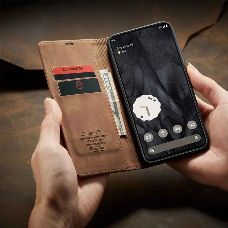 CaseMe Hochwertige Retro Magnetische Flip-Lederhülle für Google Pixel 10A 11 Pro XL 7 6 Pro Brieftaschen-Cover Pixel 8A 9a Handyhülle – Detail 10