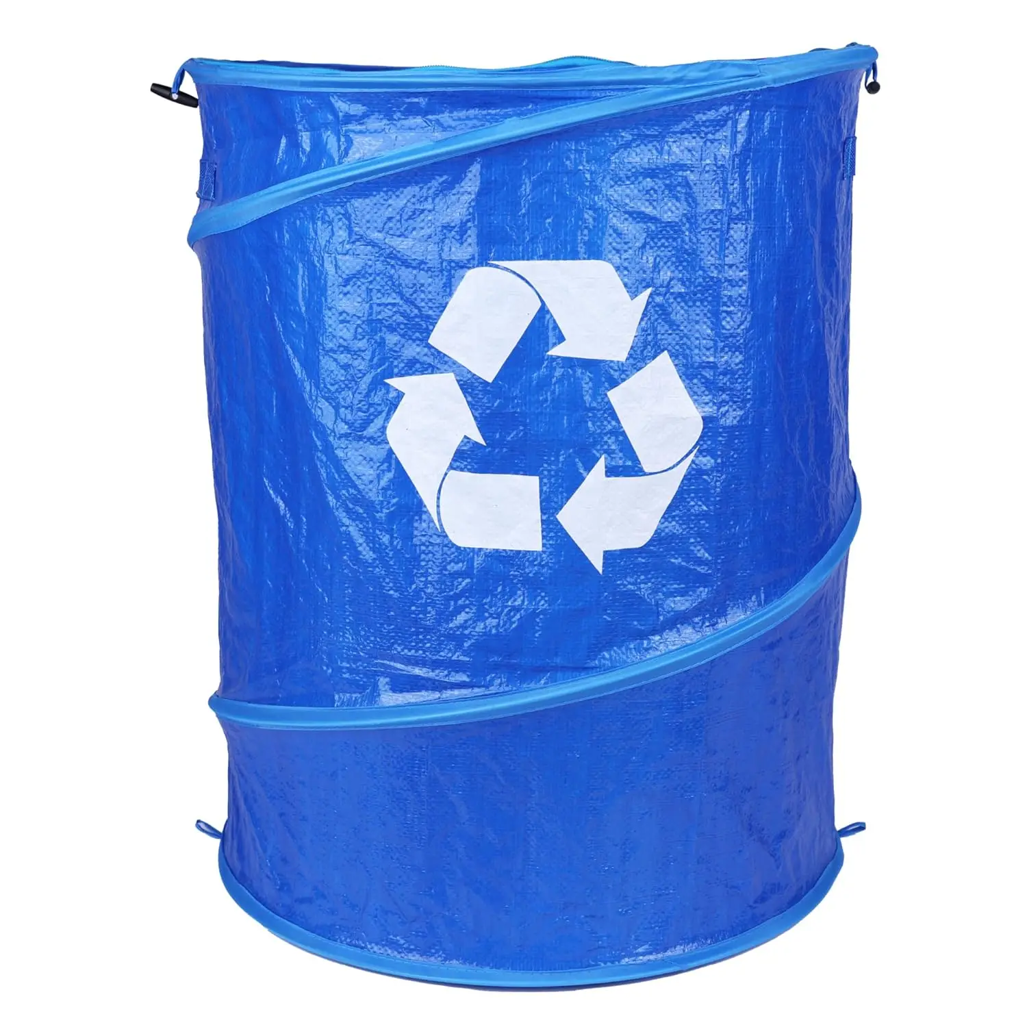 Pop-Up Campsite Trash and Recycling Bin 2-Pack Combo Tear-Resistant Polyethylene 29.5 Gallon Volume (Black/Blue)