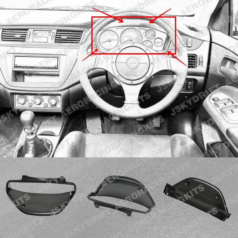 

For Mitsubishi EVO 7 8 9 RHD-(Fit Right hand driver only) Inner Cluster Surround Cover Bodykits Carbon Fiber
