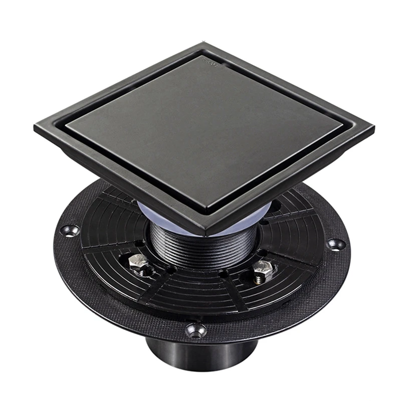 Big Deal Black Shower Drain Square Shower Floor Drain With Flange Drain Shower Drain Cover Drain Hair Catcher