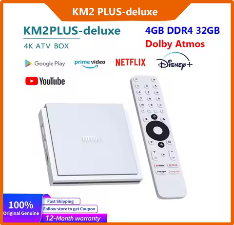 MECOOL KM2 Plus Deluxe Android TV Box With Netfilx 4K Certified Doby Atmos/Doby Vision 4+32G WiFi6 1000M LAN BT5.0 Media Player