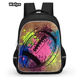 3D American Football Children Backpack for Grade 1-4,Soccer Prints School Bags for Boys ,Double Layer  Kids Bookbags