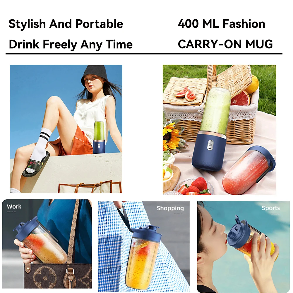 Portable Electric Juicers Blue Pink ABS Cup Multifunction Fruit Vegetable Food Mixers Milkshake Make Blender Rechargeable