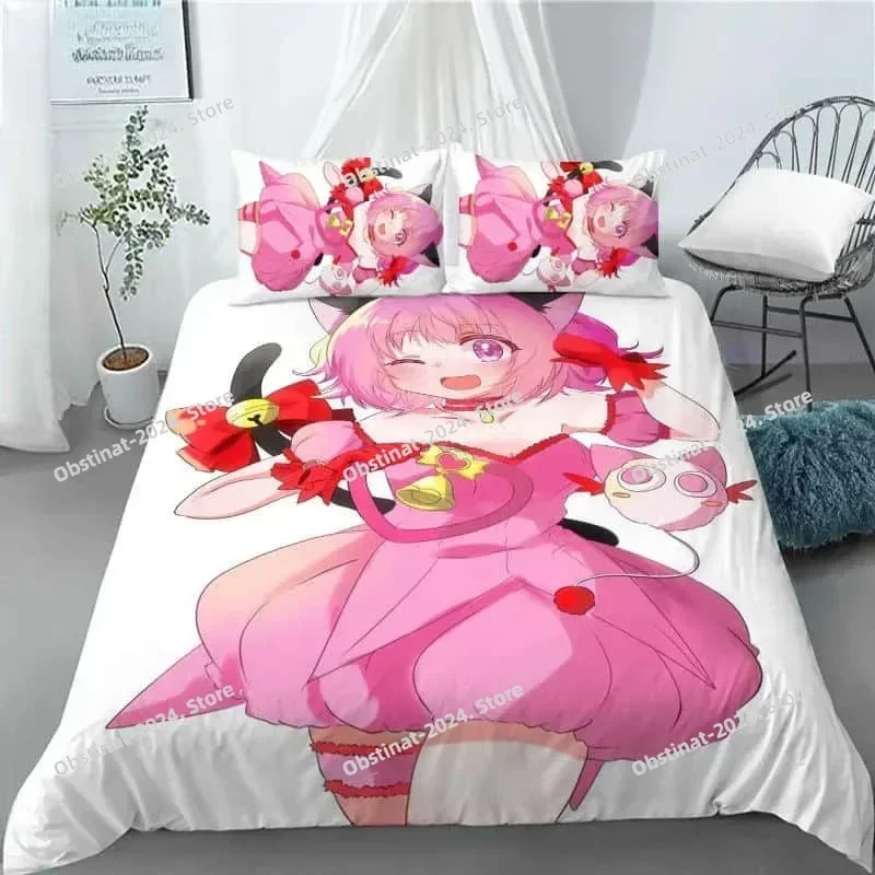 Kawaii Gilrs Anime Tokyo Mew Mew Bedding Set Boys Girls Twin Queen King Size Duvet Cover Pillowcase Bed boys Adult Home Textiles