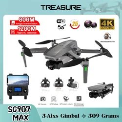 SG907 Max Drone 4k Profesional GPS 5G WIFI FPV HD z 3-osiowym kamera kardanowa dronem bezszczotkowy zdalnie sterowany Quadcopter profesjonalny Dron