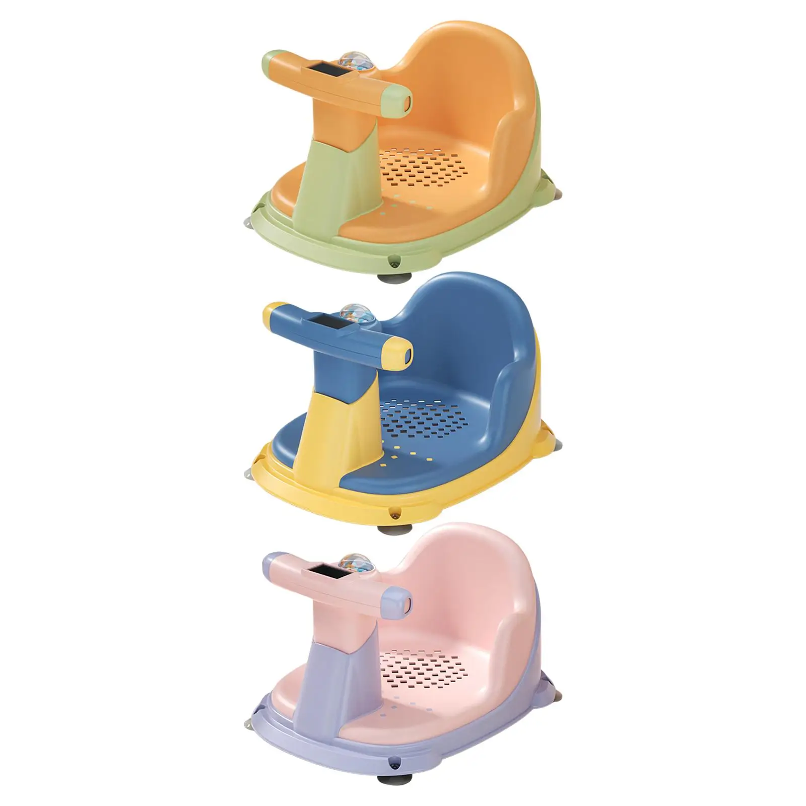 Non Slip Infant Bath Tub Seat Tub Sitting up with Water Thermometer Support Chair for Toddlers Baby Shower Newborn Girls Boys