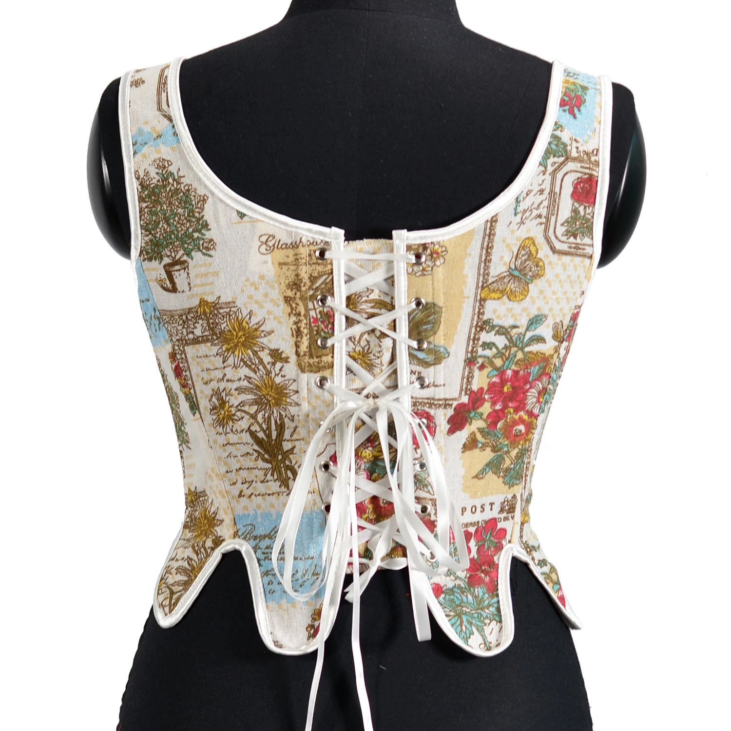 Tie Up Floral Corset Women Lace-up Sexy Crop Top Summer Sleeveless Bustier Casual Tank Top