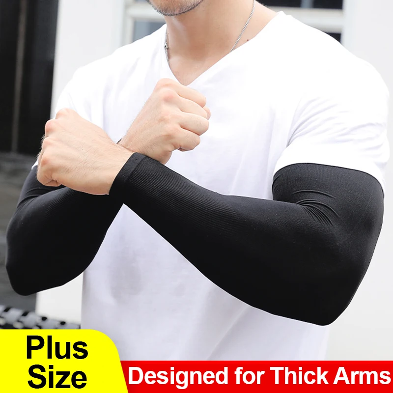Oversized Arm Sleeves Men Cycling Cooling Driving Sun Protection Stretchy Breathable Outdoor Fishing Extra Large Golf Arm Covers