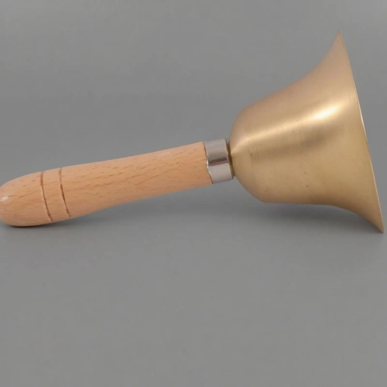 Solid Wood Handle Brass Bell for Front Desk Attention Signal and Notification Ringing