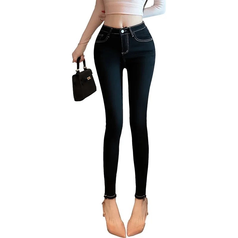 2024 nuovi pantaloni Capri da donna elastici a vita alta slim fit coreani Sle Faionable e dimagranti jeans lunghi Bla