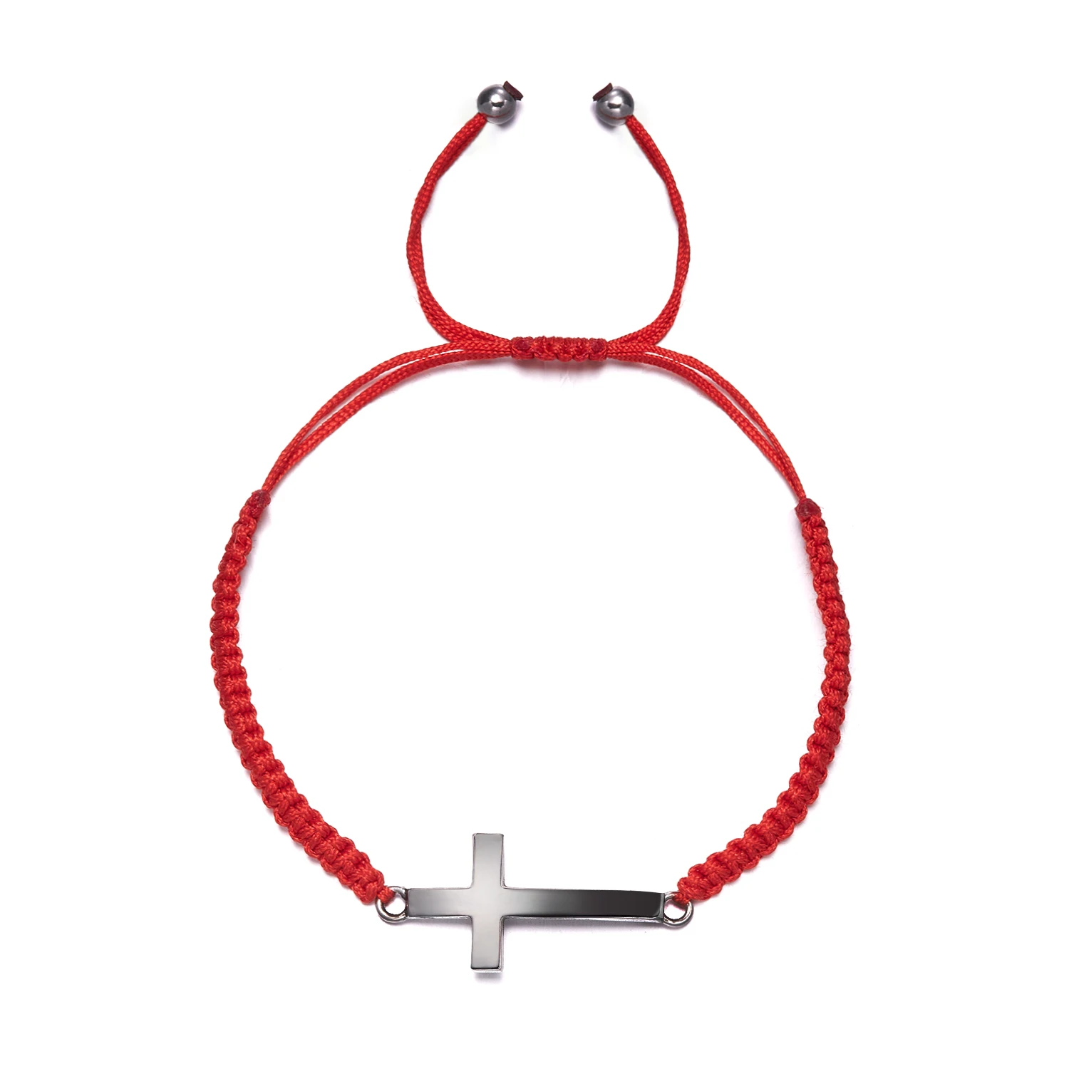 Hip Hop Edelstahl Kreuz geflochtenes Armband für Frauen Männer rot schwarz einfaches Paar verstellbare Handgelenk Armreif Christian Souvenir – Detail 11