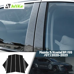 Glossy Black Carbon Fiber Window Door Deal B C Pillar Post Cover Sticker For Mazda 3 Axela BP GS GT 2020-2023 2021 2022