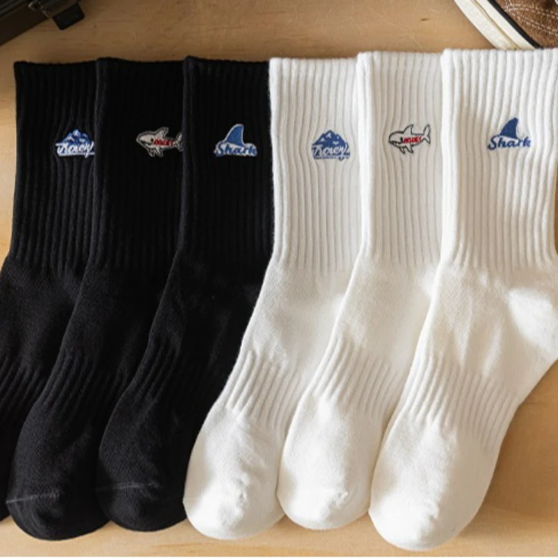 

6 пар модных универсальных спортивных носков, весенне-осенние впитывающие пот дышащие носки с промышкой, повседневные удобные мужские носки