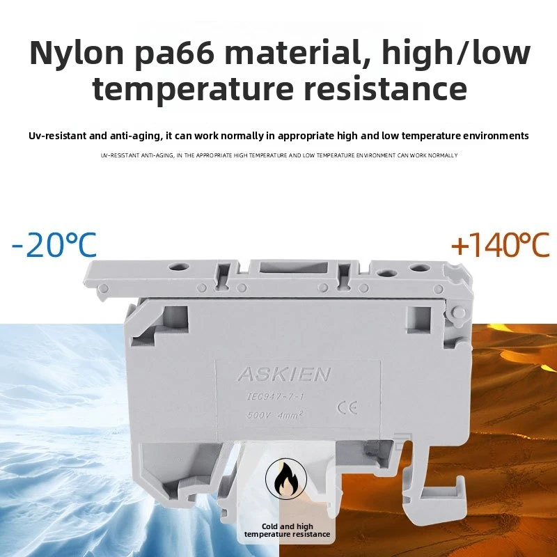 10Pcs ASK-1EN DIN Rail Screw Terminal Block, Compact Electrical Connector for Panel Wiring