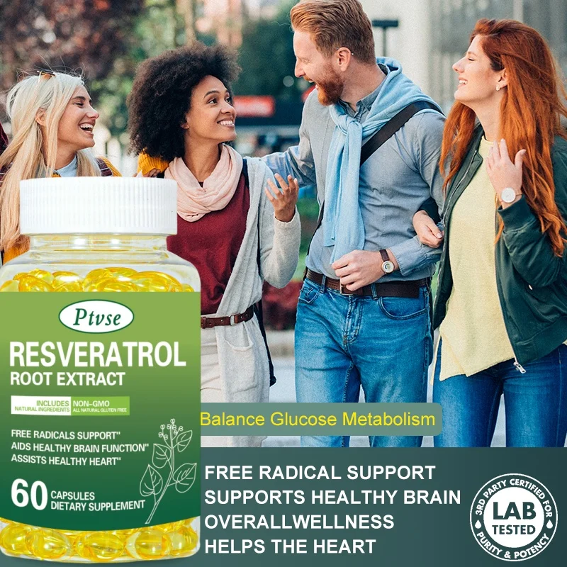 Resveratrol-Cápsulas Antienvelhecimento Natural Avançadas, Cápsulas Máximas, 1200mg