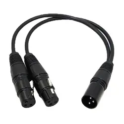 XLR Male to Female Connector One to Two 3Pin 30cm Splitter Cable Converter for Stage Light Moving Head DJ Party Lights