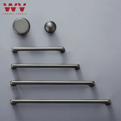 WV Gray Kitchen Cabinet Storage Handles 96-320mm Dressers Cupboard Closet Wardrobe Door Drawer Knobs Furniture Hardware Pulls
