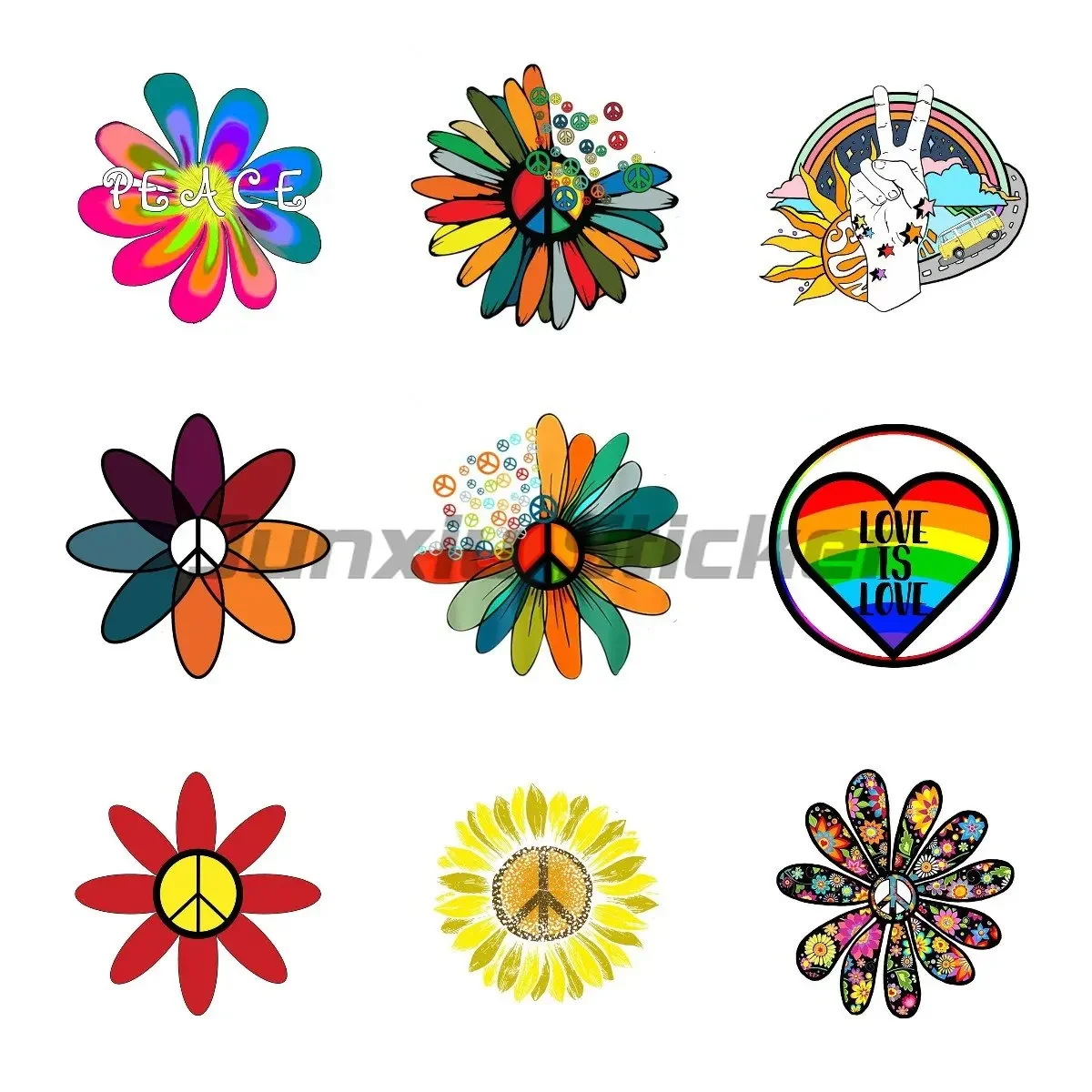 

Peace Flower Vinyl Self Adhesive Flower Waterproof Sunscreen Decorative Stickers Decal