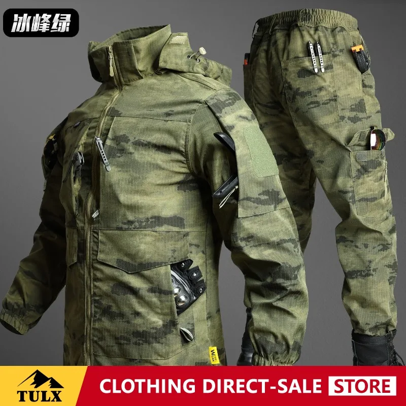 Autumn Labor Protection Outdoor Tactical Work Clothing Set Camouflage Clothing Anti Dirty Wear Resistant Tear Resistant Mesh Set