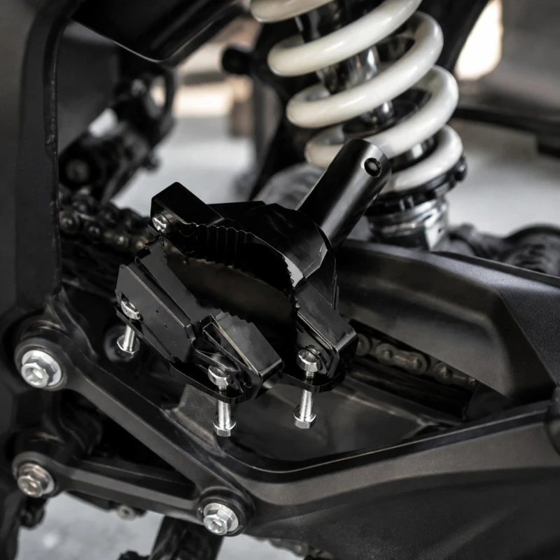 Black Motorcycle Accessory Mount with Textured Inner Contact Surfaces and Rubber Liners for Installation on a Crash Bar or D7YA