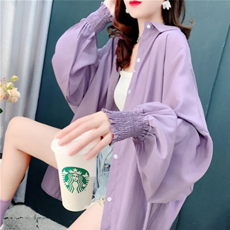 Ice Silk Sunscreen Clothes for Women Long Sleeves 2025 New Summer Korean Version Loose UV Anti-ultraviolet Chiffon Jacket