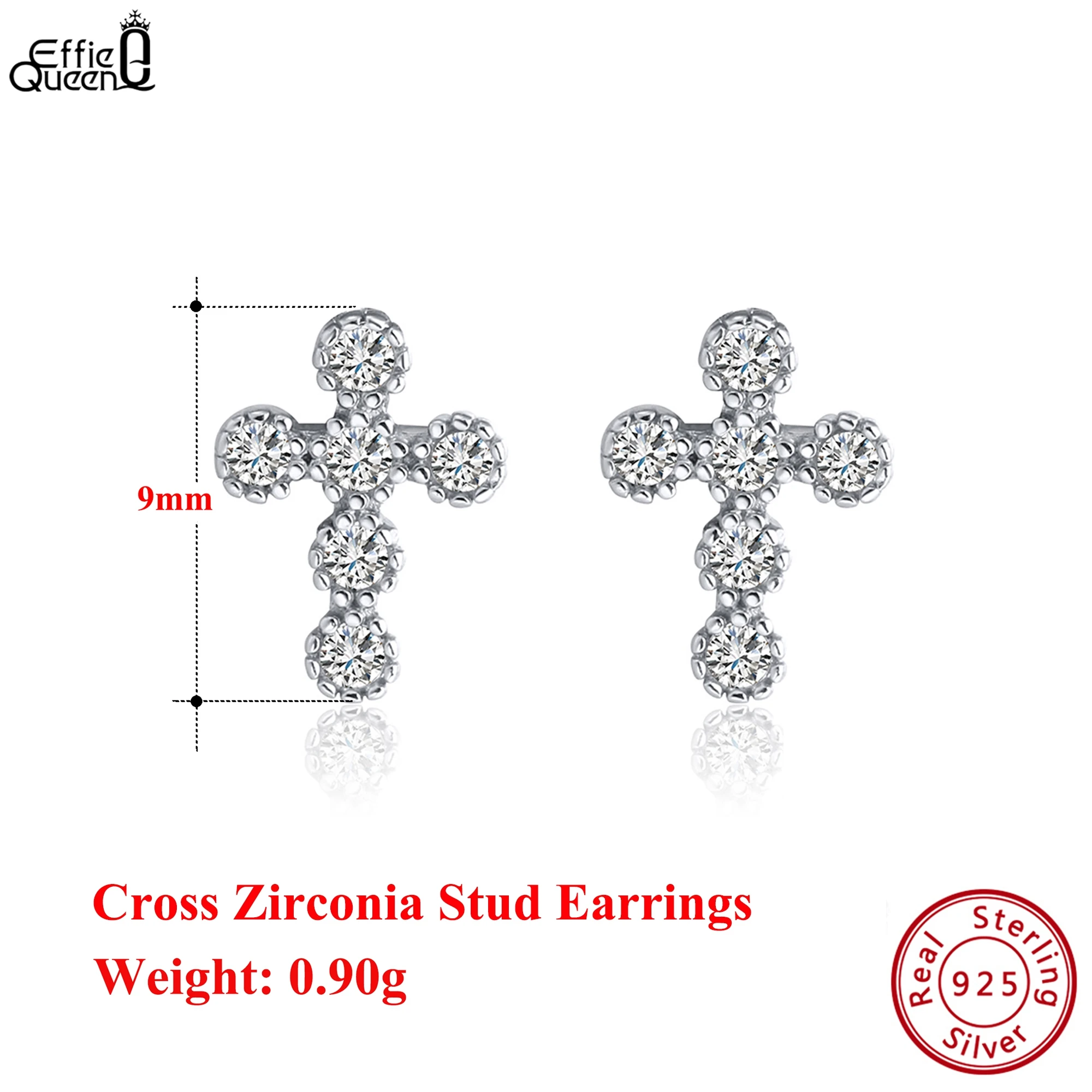 

Винтажные серьги-гвоздики Effie Queen из стерлингового серебра 925 пробы с блестящим цирконием овального огранки, шикарные и религиозные украшения SE106