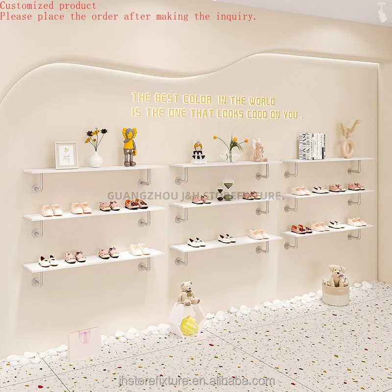 

Shoe Store Rack Display Commercial Stainless Steel Silver Combination Wall Mounted Shelving Display Bags Customer logo