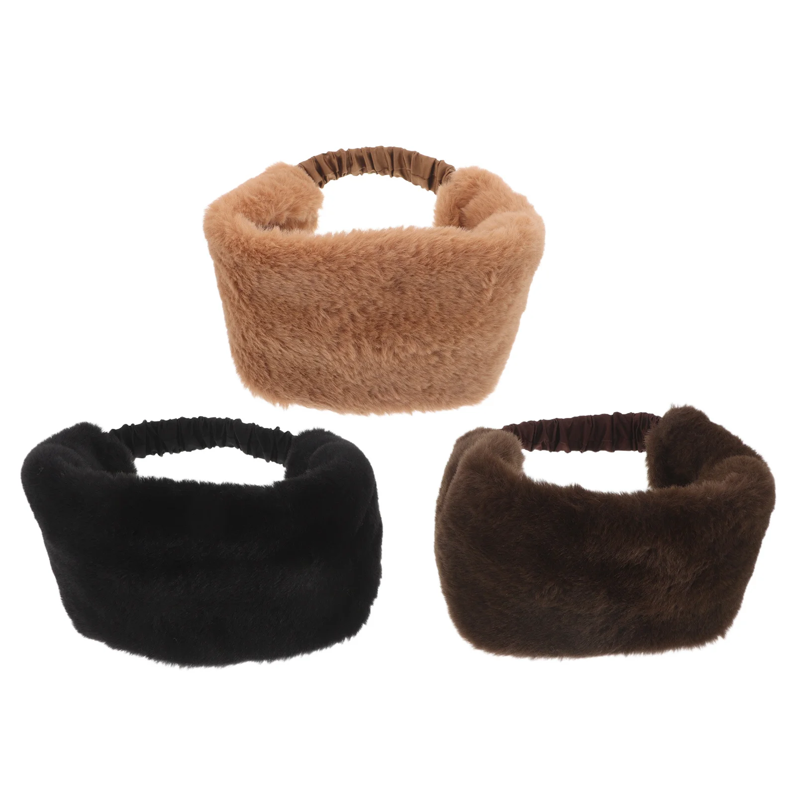 

3pcs Faux Wide Headband For Women Winter Soft Warm Ear Muff Forehead Warmer Windproof Furry Hairband Cold Weather Outdoor Use