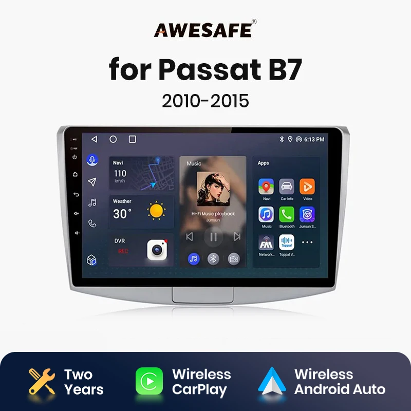 AWESAFE Car Radio for Passat B7 B6 CC 2010 2011 2012 - 2015 Wireless CarPlay Android Auto car intelligent systems RDS DSP 2 din