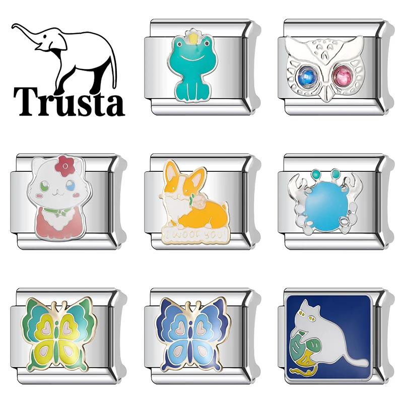 Trusta 2026 Love Cat Butterfly Animal Italian charm bracelets Removable Fit 9mm Accessories DIY Making Beads Gifts Fashion N736