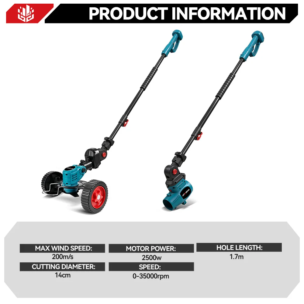 ONEVAN 3IN1 2500W Electric Lawn Mower With Blower Cordless Grass Cutting Garden Cleaning Power Tool For Makita 18V Battery Pin